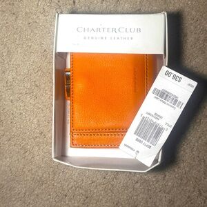BRAND NEW Charter Club Cognac Orange Soft Leather Wallet w/ Coin Compartment